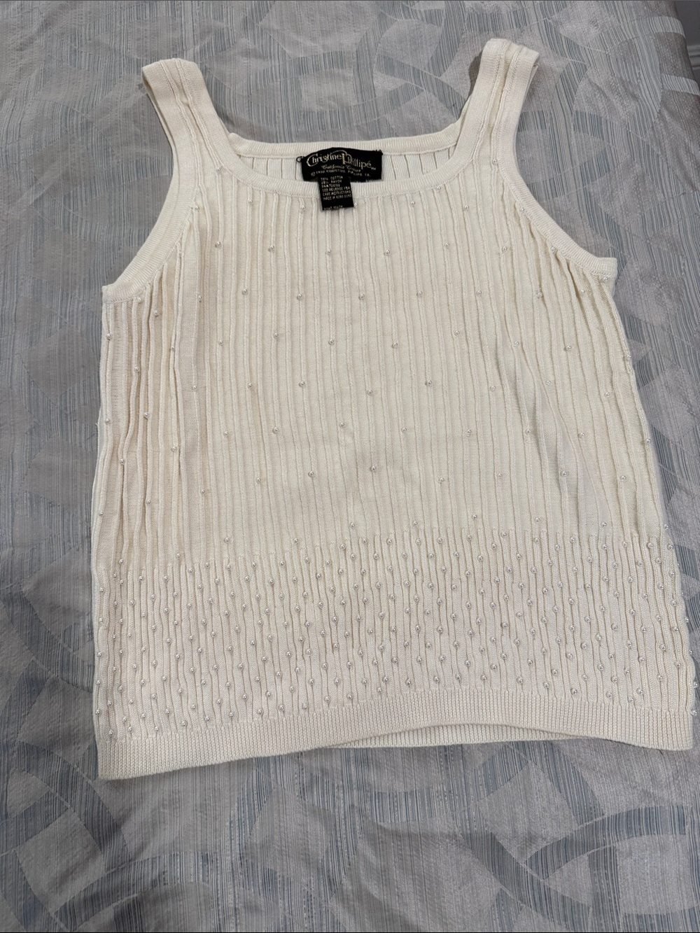 Vintage 1998 Christine Phillipé beaded pearl top